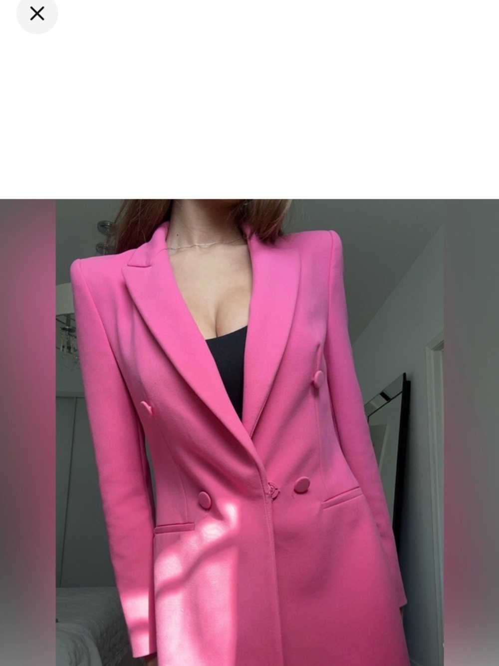 Zara Hot Pink Double-Breasted Blazer Jacket